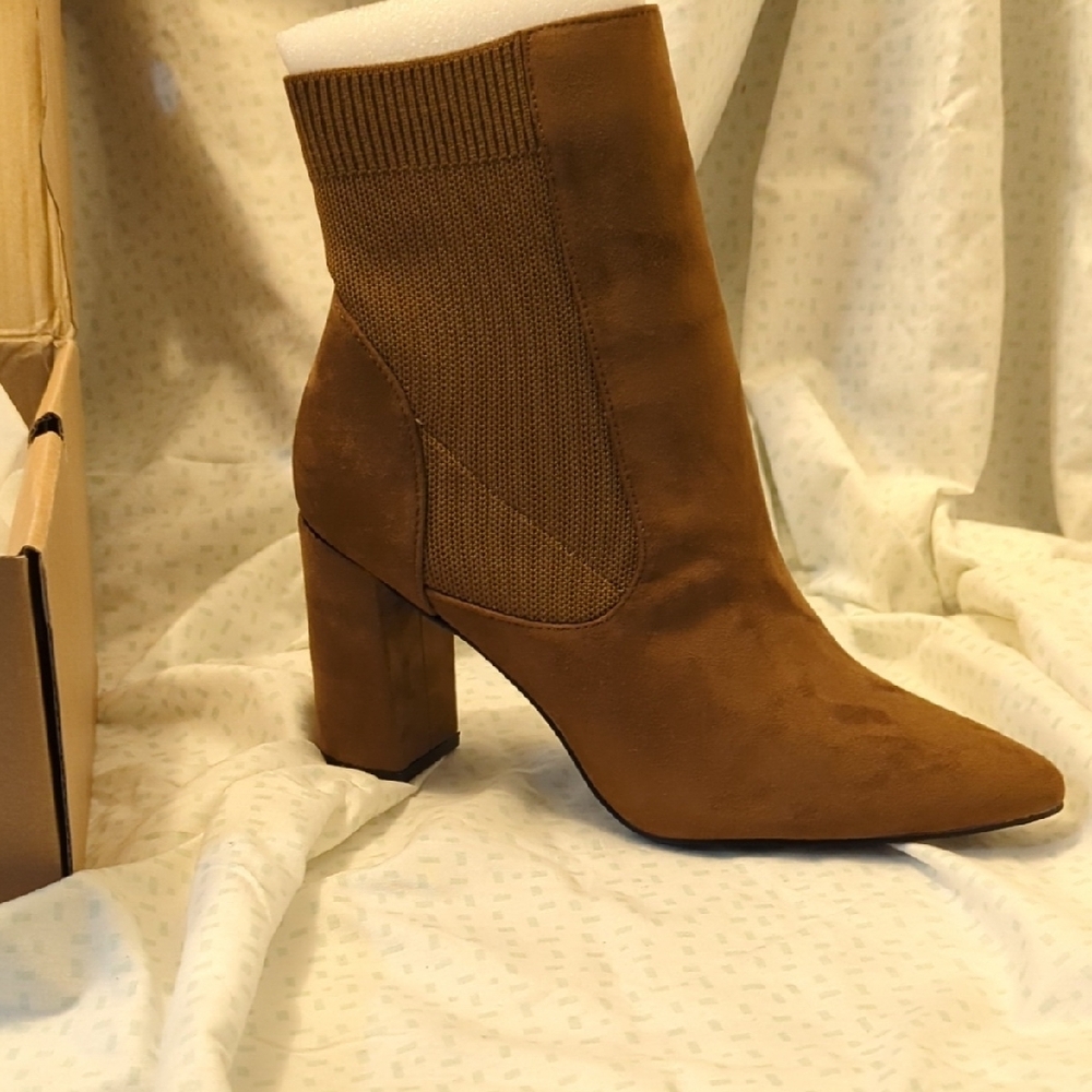 Brown Faux Suede Ankle Booties